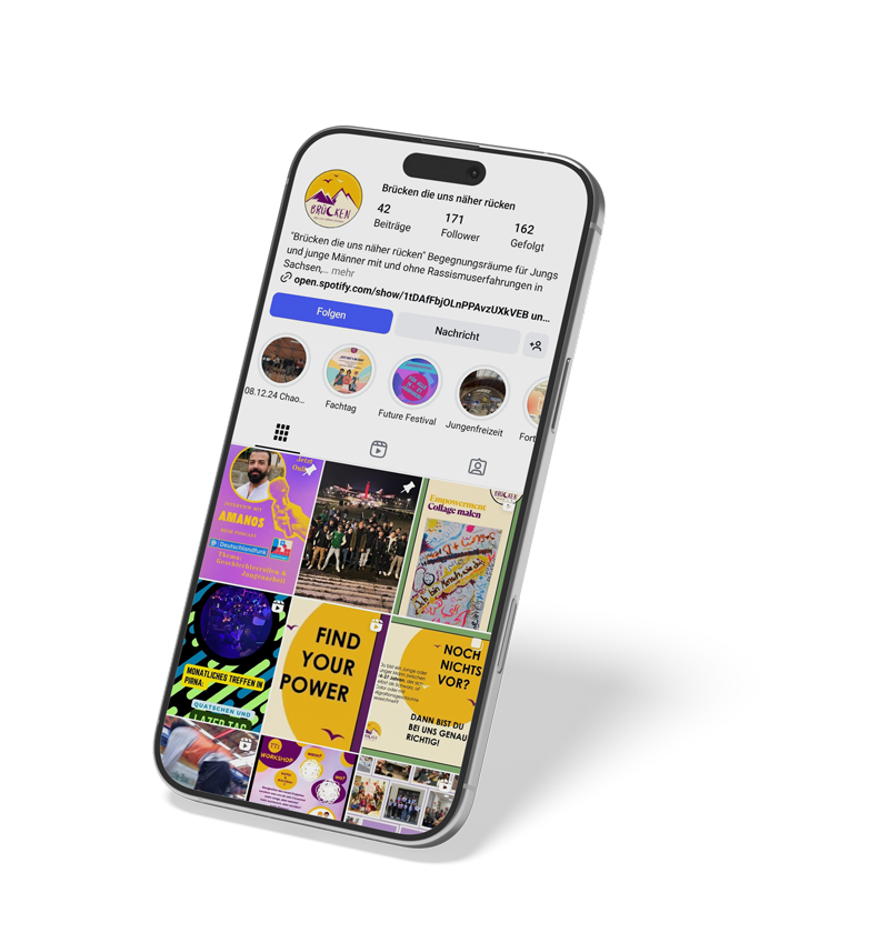 Mockup eines Smartphone mit der Oberfläche des Instagram-Accounts des Projektes